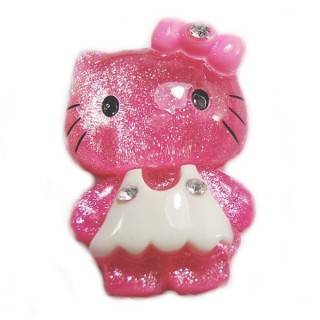 Kitty em acrílico rosa c/glitter 55x37mm - 1un