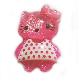 Kitty em acrílico rosa c/glitter 37x25mm - 1un