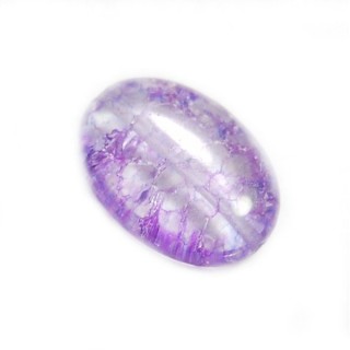 Conta de Vidro Oval Craquelada Violeta 18x13mm - Furo 1mm - 1un
