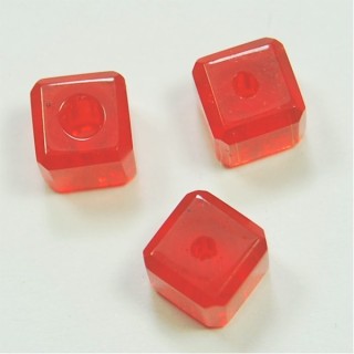 Conta de Vidro Cubo Vermelho 8x8mm - Furo 1mm - 1un