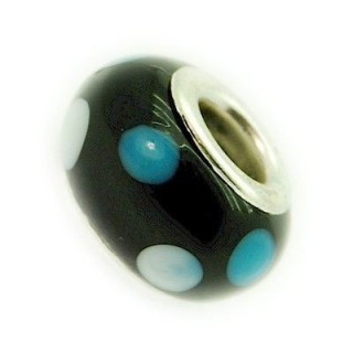 Vidro Style 14x10mm - Black w/White Blue Dots - 1un