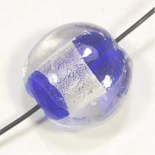 Conta Foil Bomba Azul Cobalto e Prata 20x10mm - Furo 1,5mm - 1un