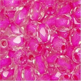 Facetadas 4mm Crystal Pink Lined - 10un