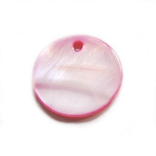 Moeda em madrepérola rosa 20mm - Furo 1,5mm - 1un