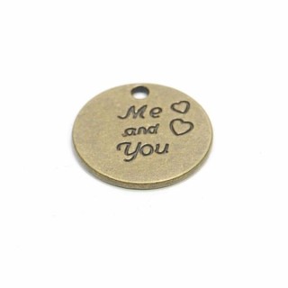 Pendente Bronze "Me and You" 22mm - Furo 2mm