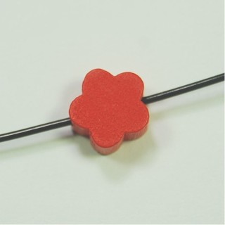 Conta de Madeira Flor Vermelho 9mm – furo 1,5mm - 1un