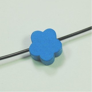 Conta de Madeira Flor Azul 9mm – furo 1,5mm - 1un