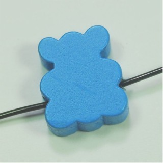 Conta de Madeira Urso Azul 15x13mm – Furo 2mm - 1un