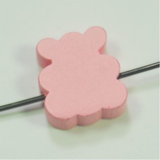 Conta de Madeira Urso Rosa Claro 15x13mm – Furo 2mm - 1un