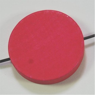 Conta de Madeira Moeda Rosa Choque 24mm – Furo 2mm - 1un