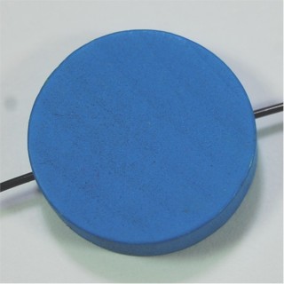 Conta de Madeira Moeda Azul 24mm – Furo 2mm - 1un
