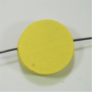 Conta de Madeira Moeda Amarelo 18mm – Furo 2mm - 1un