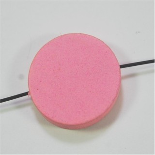 Conta de Madeira Moeda Rosa Claro 18mm – Furo 2mm - 1un