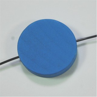 Conta de Madeira Moeda Azul 18mm – Furo 2mm - 1un
