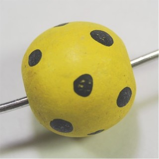 Conta de Madeira Bola Amarelo C/Preto 21mm – Furo 4mm - 1un